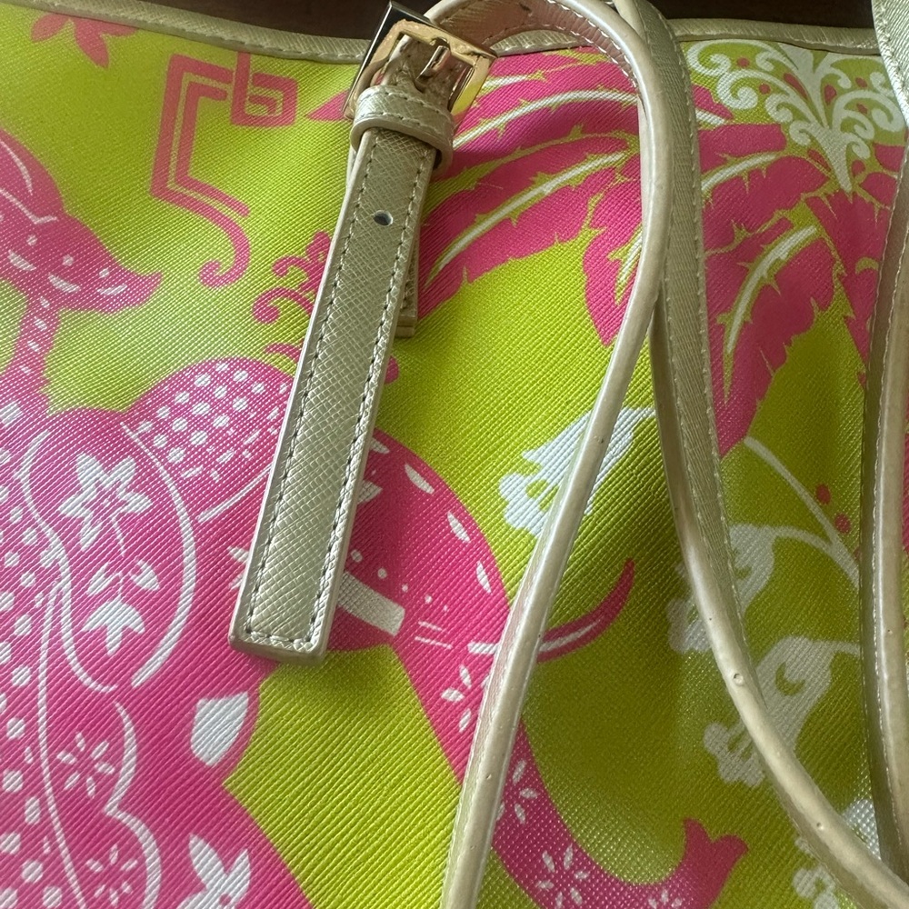 Spartina 449 Elephant Pink and Green Tote Bag - Picture 4 of 14